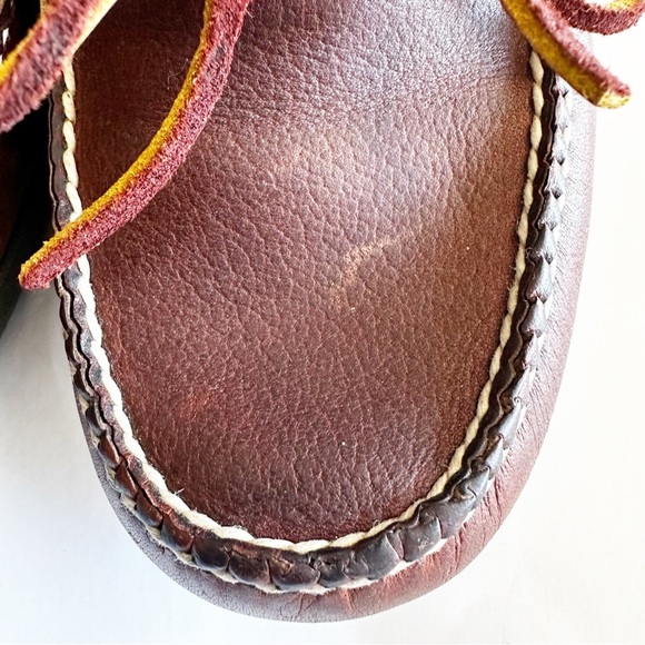 L.L. Bean Mens Camp Moc Brown Leather Boat Shoes Moccasin Stitching OU670 Size 8 - Picture 4 of 14